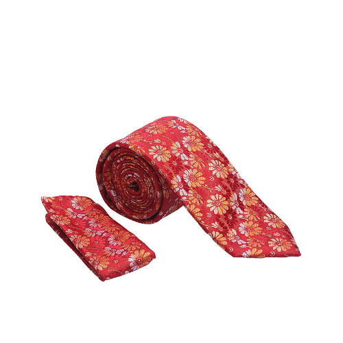 Vissioni Red Turquoise Geometric Print Tie
