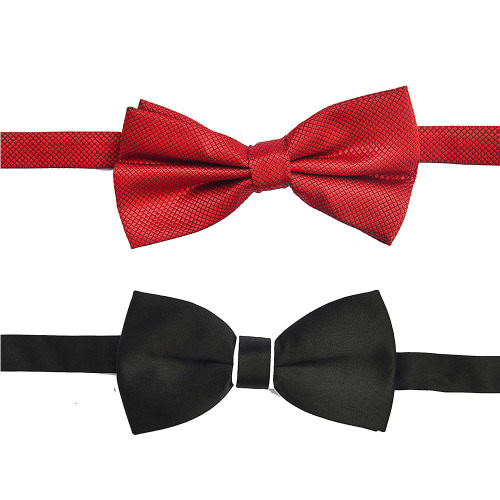 2 In 1 Men's Knitted Bow Ties - Red & Black