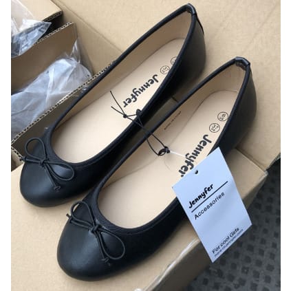 Thinny Knotted Bow Flat Cover Shoe - Black