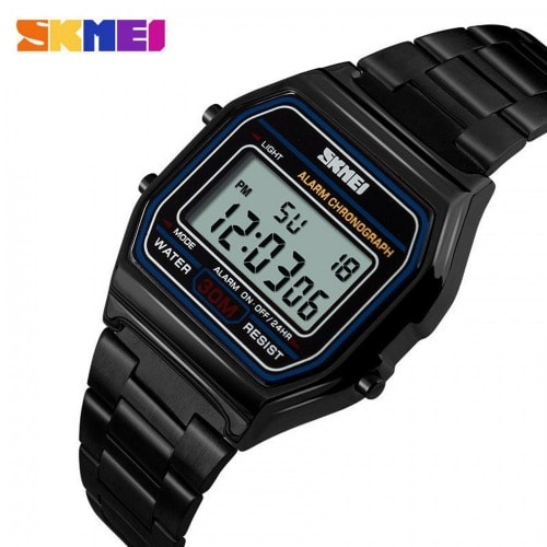 Stainless Steel Led Chronograph Waterproof Sport Watch – Black