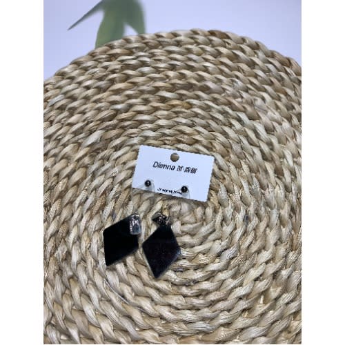 Two Step Dangle Earrings - Black And Silver