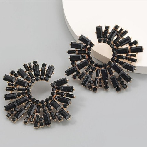 Drop Circular Geo Pattern Earrings