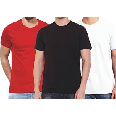 3 In 1 Plain Unisex T-shirts Red - Black And White