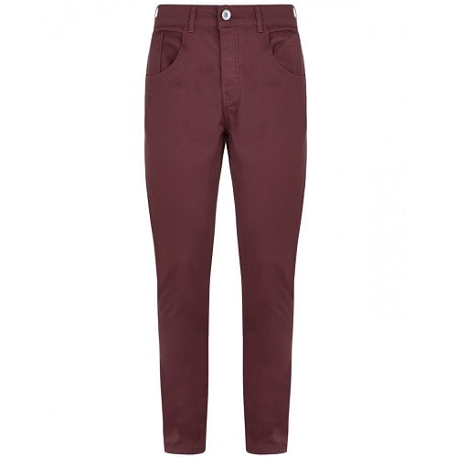 Men's Skinny Fitted Twill Jean - Burgundy