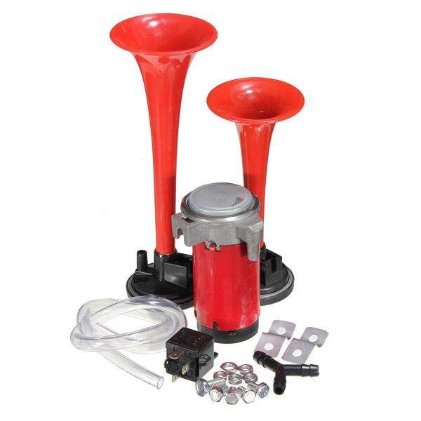 12v 135DB 2 Tone Twin Trumpet Air Horn Compressor Kit Car Boat Van Truck Tractor