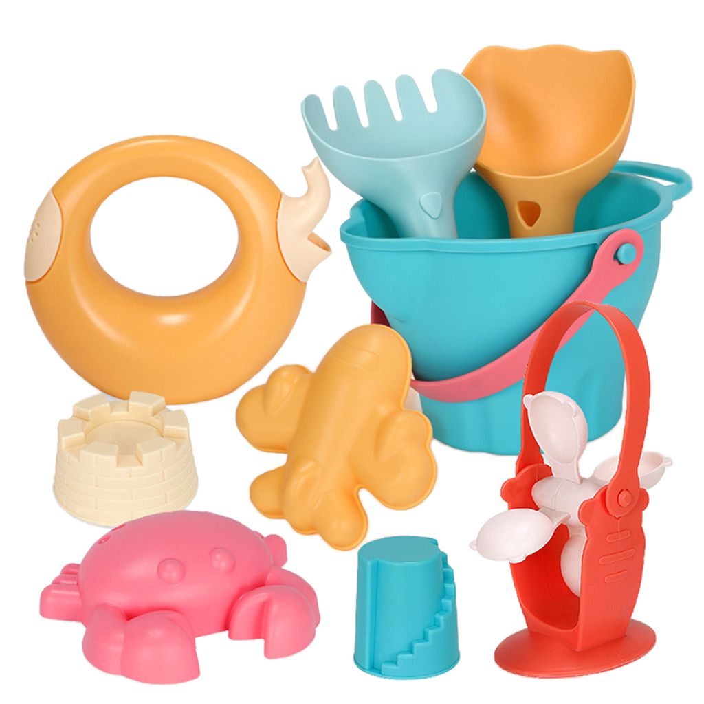 Kids Beach Toys Sandbox Toys Kit Play Sand Water Bucket Rake 9pcs