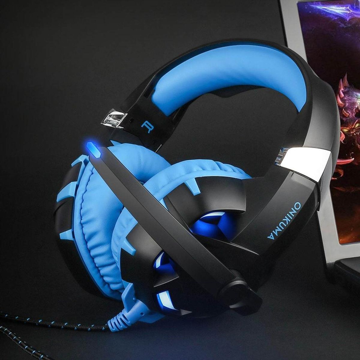 K2 Stereo Gaming Headset 2.2m Cable LED Light 7.1 Sound Effect Over-ear Headphones With Mic For Computer Game BDZ