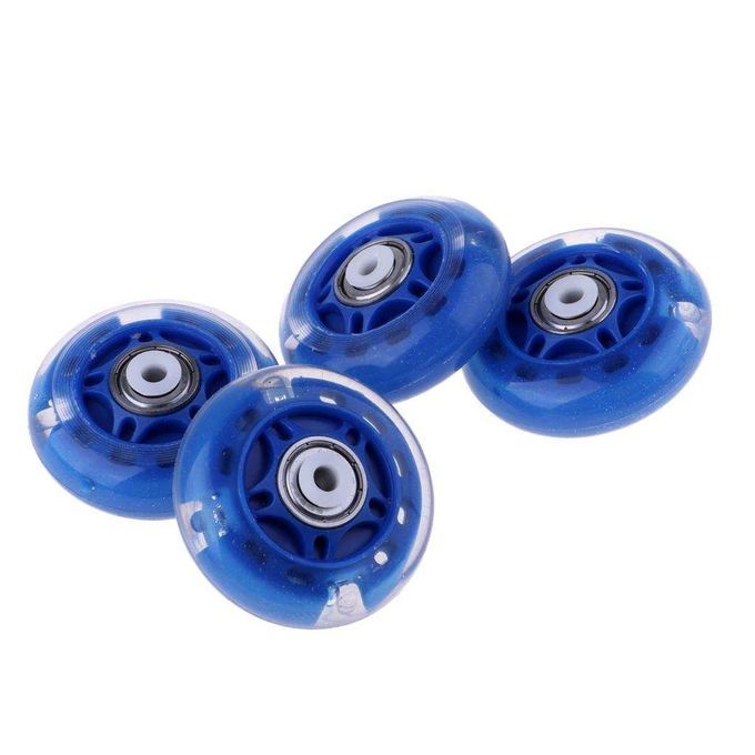 4 Pieces Outdoor Inline Roller Skates Skating Replacement PU Blue