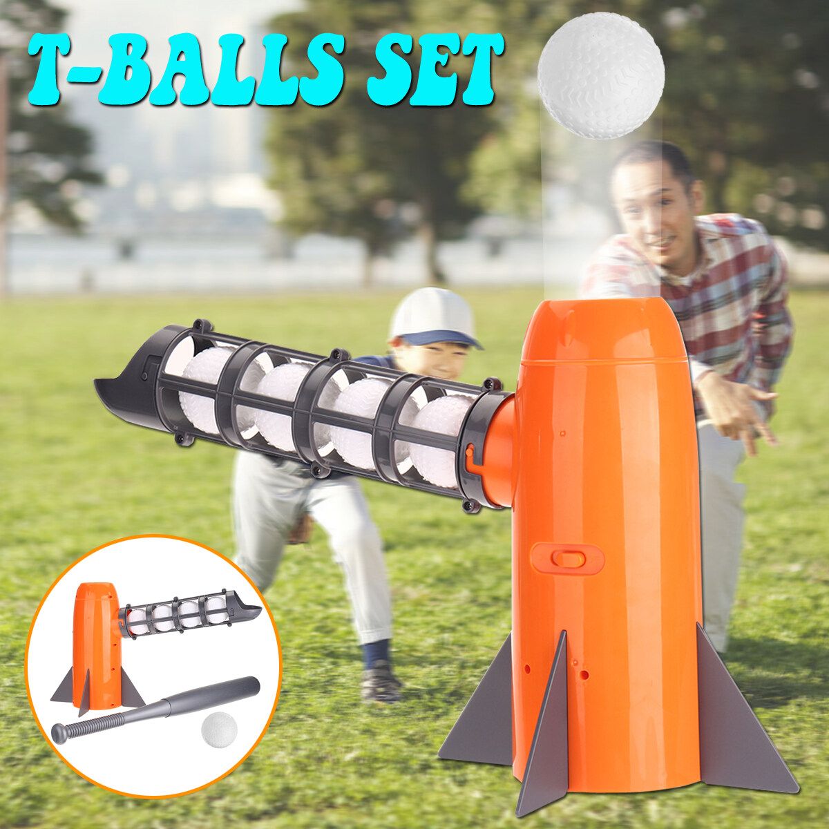 Children'S Baseball Toy, Automatic Serve Machine, T-Ball Pitcher Set, Ball Launc