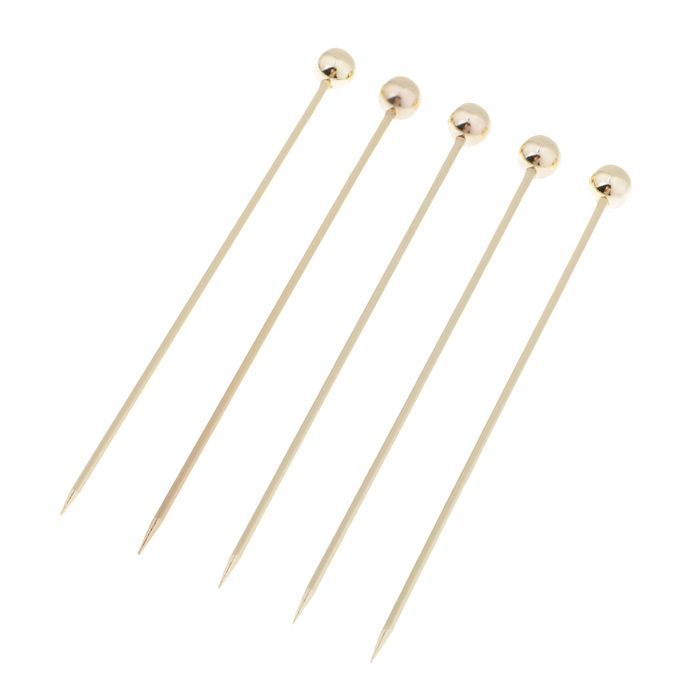 5pcs Stainless Steel Cocktail Fruit Sticks Bar Tool Bead  Bead -Gold