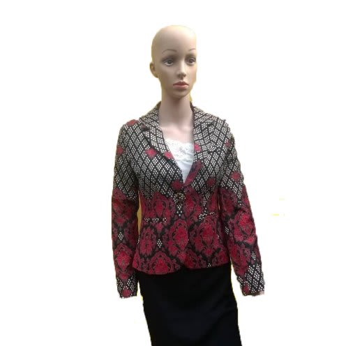 Mixed Flowery Print Blazer- Red