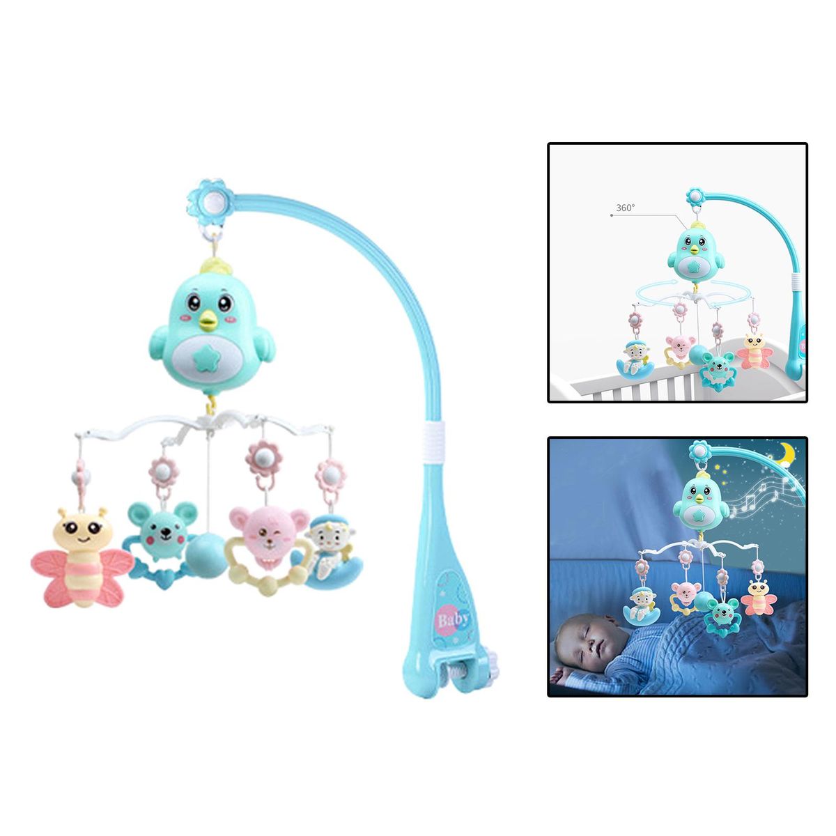 Musical Crib Mobile Musical Box  Function With Sound  Blue Chick