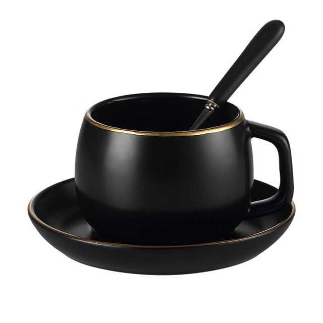 YeFine Black Ceramic Clffee Cup Simple Tea Cups