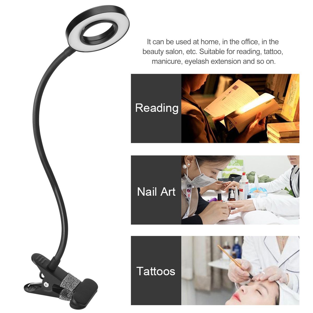 Clip-on Desk LED Lamp Eye Protection Bendable Flexible
