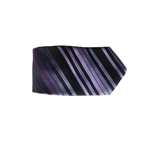 MT-3962 Detailed Striped Men's Tie - Black & Purple