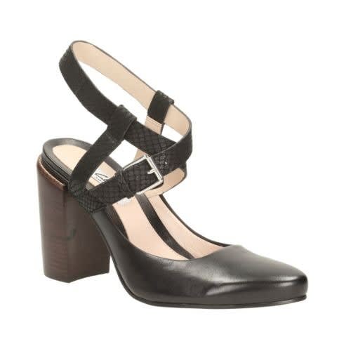 Crumble Spice Leather Stacked Heels - Black