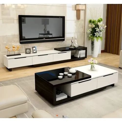 Glossy Rico Tv Stand With Center Table - Multicolor