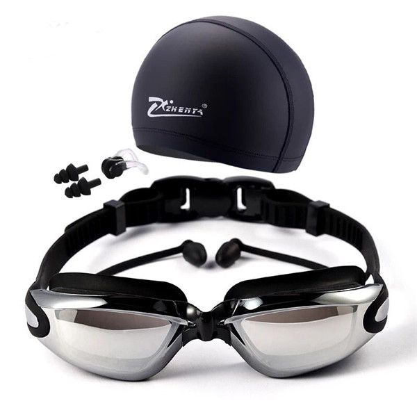 Swim Goles Prescription Myopia Swimming Glasses Cap Ear Plug Swimsuit Men Women Anti-fog