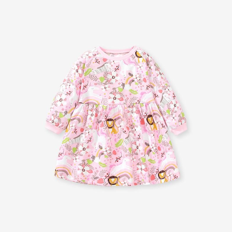 2023 Autumn New European and American Long Sleeve Girl Dress Home Cotton Children'