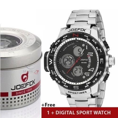 Analog + Digital Sports Watch - Silver