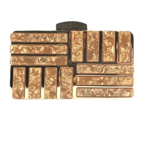 Acrylic Flamingo Clutch -Gold