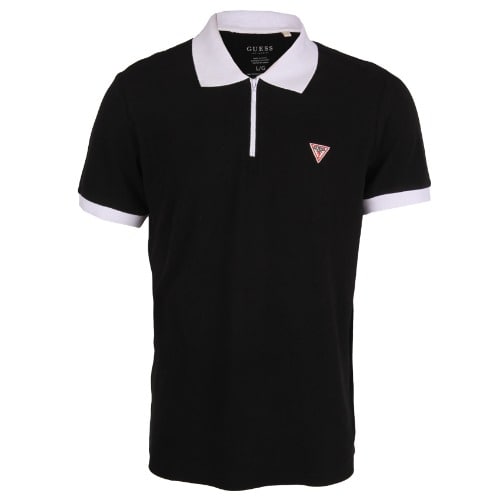 Men's Zip Johnny Polo Top - Black