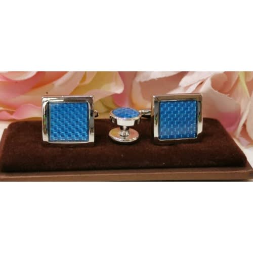 Blue Patterned Cufflinks - Square