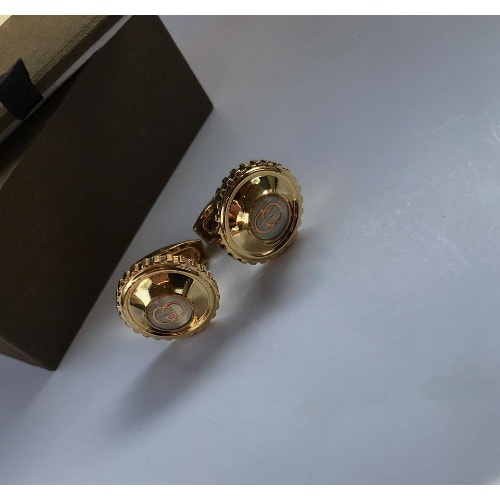 Polished Steel Men's Cuff Links - Gold