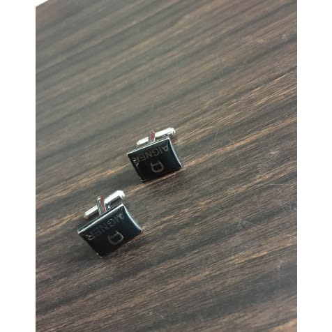 Men' Black Silver Cuff Links