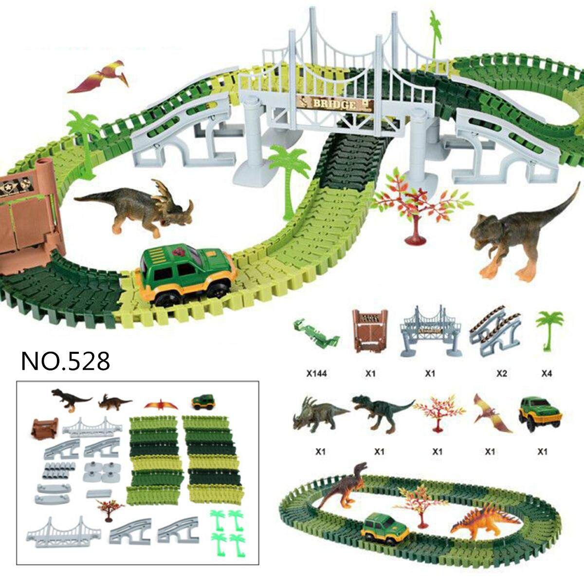 Dinosaur Dino World Childrens Flexible Race Car Track Construction Play-Set Toy 528 Dinosaur Orbit