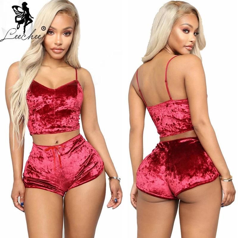 2pcs Velvet Sexy Lounge Wear