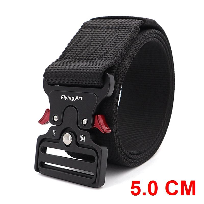 (5cm Black)  Belt Men's Heavy Duty 3.8CM 5.0CM Width   Security Waist Strap Automatic Metal Bu JIN