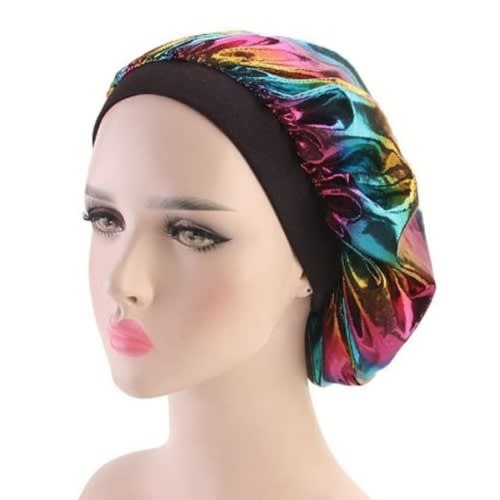 2 In 1 Shiny Hair Net Bonnnet - Rainbows