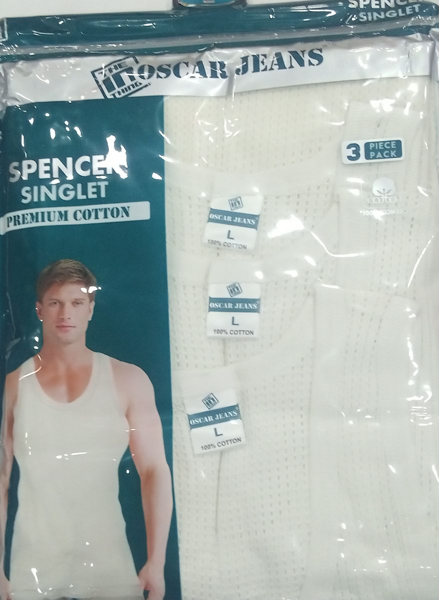 Spencer Premium 3 In 1 Men's White Singlets - L