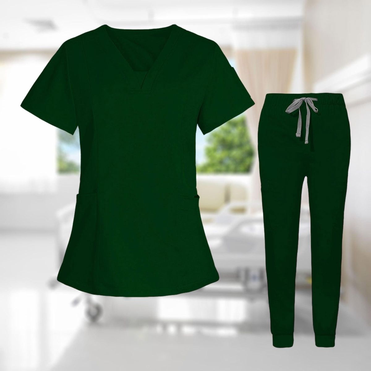 Women Nurse Work Uniforms Workwear Scrubs Work Dark Green