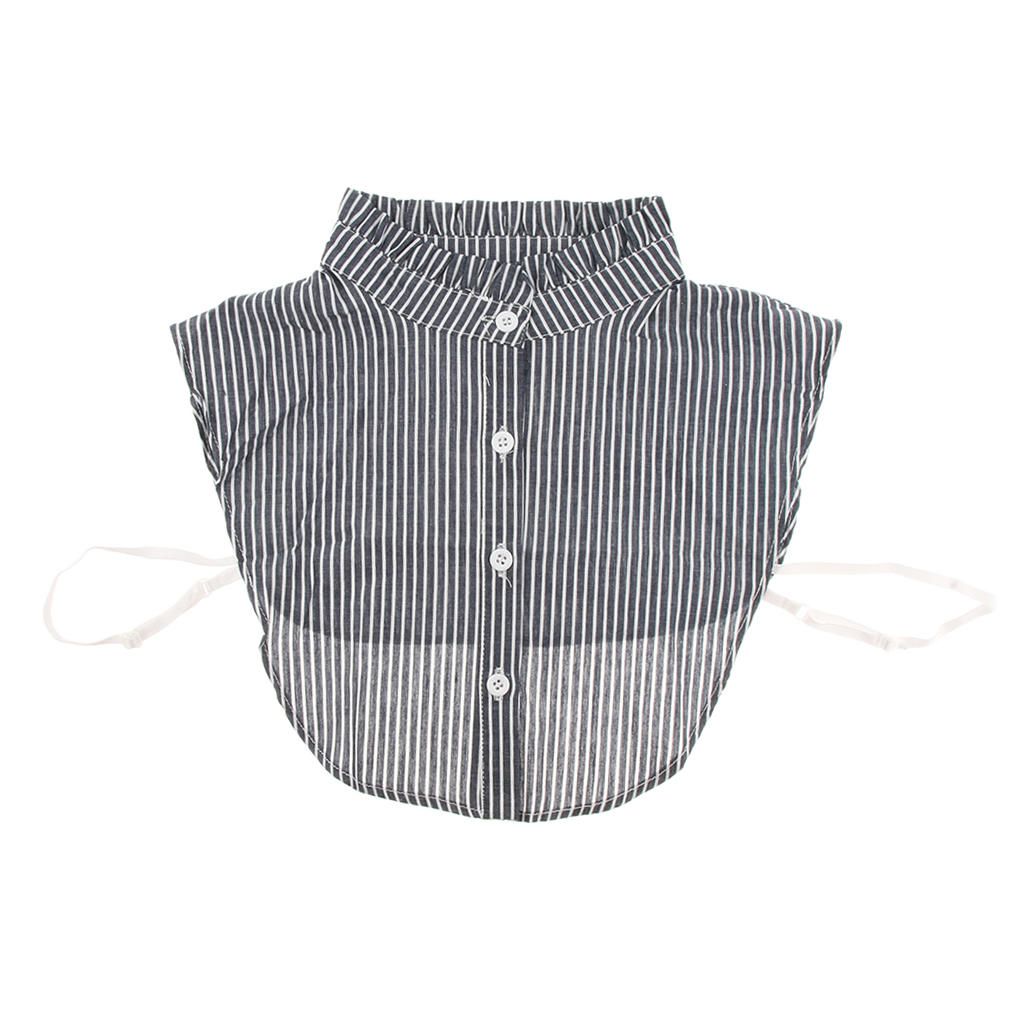 Stripe Detachable Dickey Collar Blouse Half Shirts False Collar Black