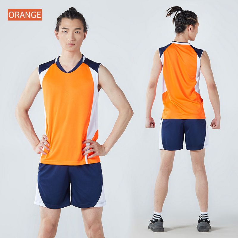 （Orange）Mens Volleyball Uniform Team Volleyball Shorts Women Training Suit Volleyball Jerseys Kits