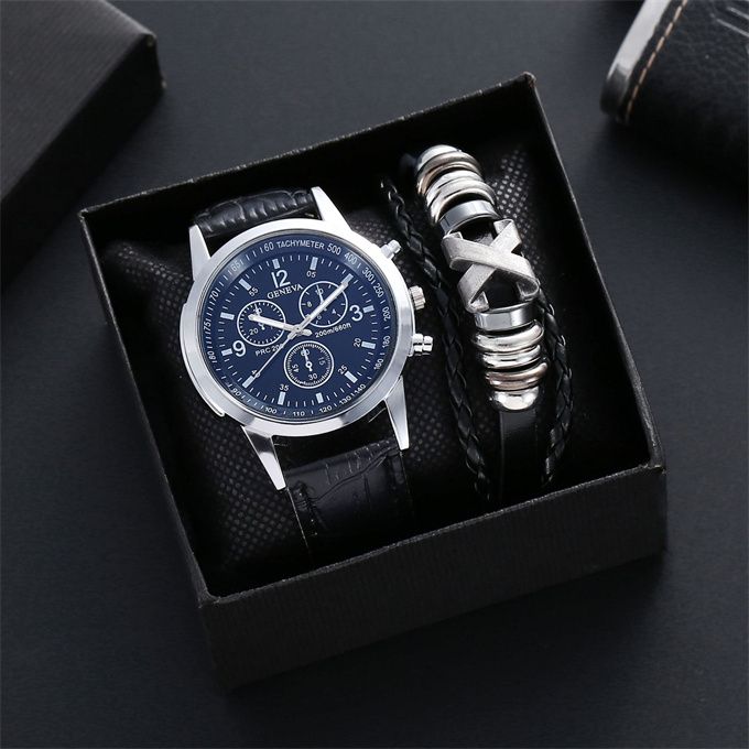 Business Men's Watch Bracelet Set - Black