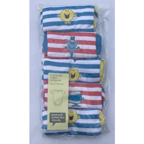 5 Pure Soft Cotton Bodysuits Short Sleeve Boys G