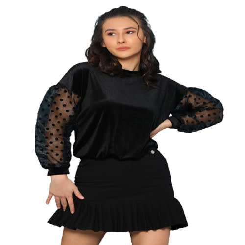 Crew Neck Velvet Long Sleeve
