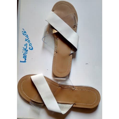 Cross Flat Slipper-White