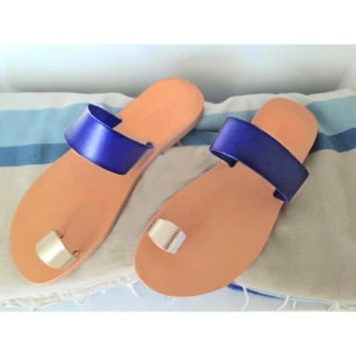 Women's Casadei Gorgeous Flat Slippers - Blue & Silver