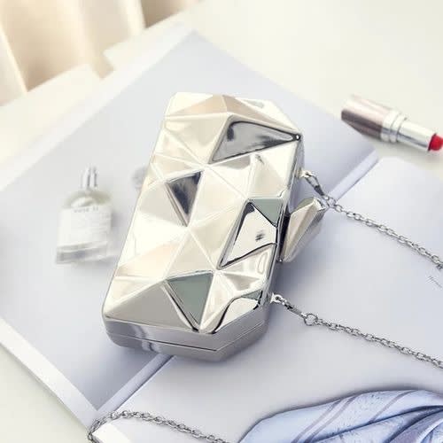 Metallic Clutch Purse - Silver 6 x 4 inches
