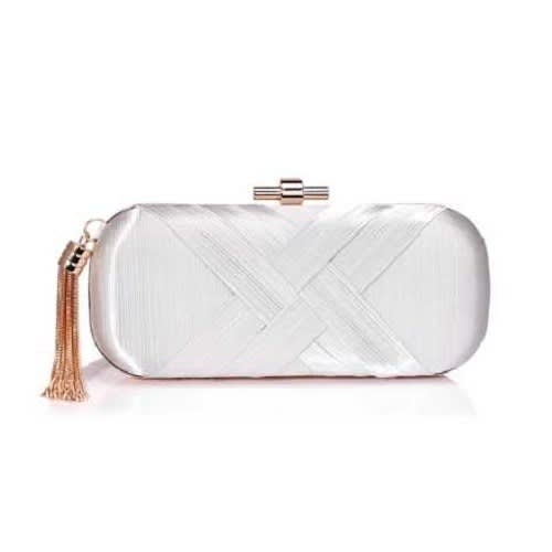 Women Evening Tassel Clutch Purse - Silver