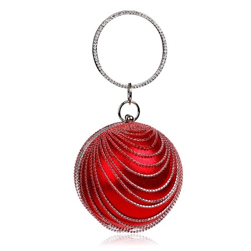 Round Dangling Stone Studded Chain Purse