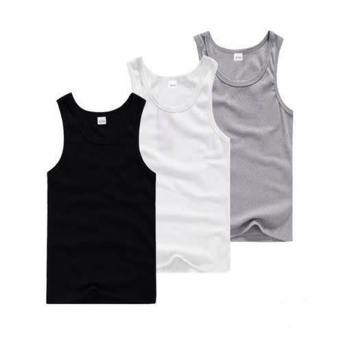 Set Of Men's Singlets - Black, White, Ash