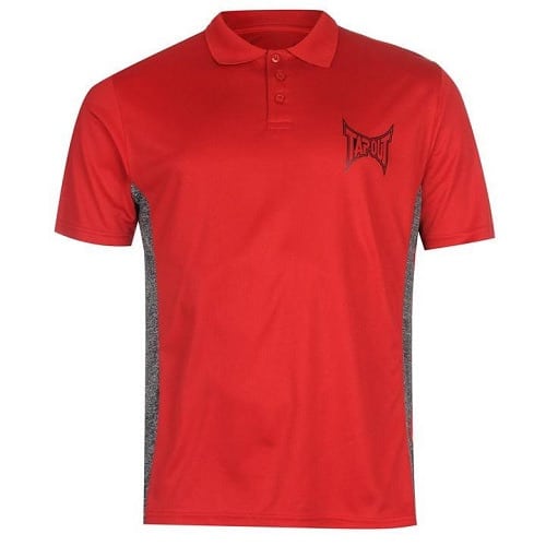 Tapout Men's Poly Polo Shirt-Red and Grey