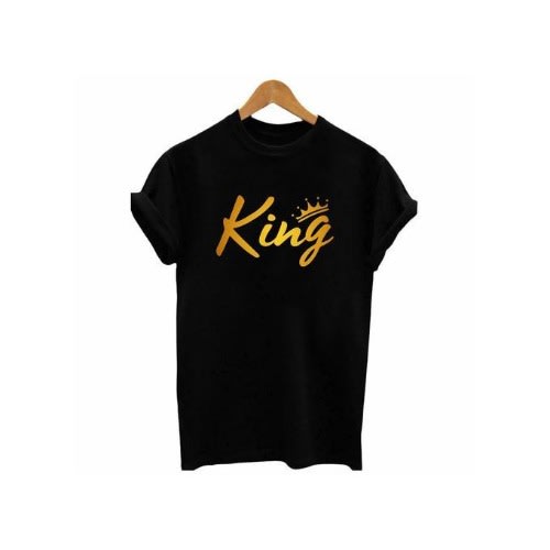 King T-shirt With Gold Print- Black