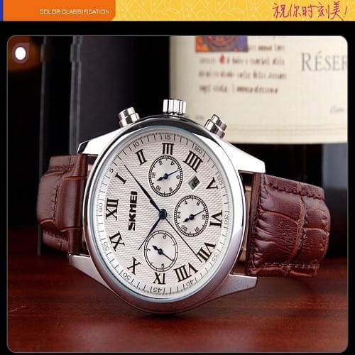 Men's Waterproof Leather Strap Watch - Brown