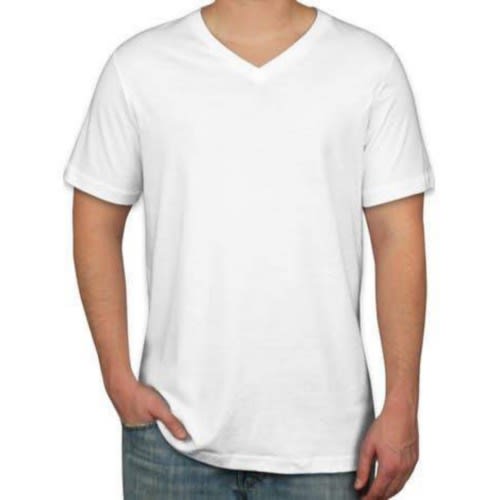 Men V-neck White T-shirt